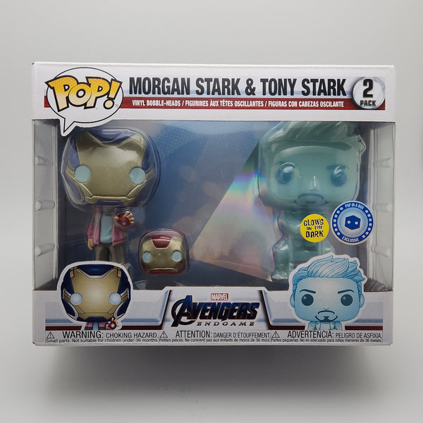 Funko Pop! Marvel Morgan Stark and Tony Stark glow-in-the-dark 2-pack in box