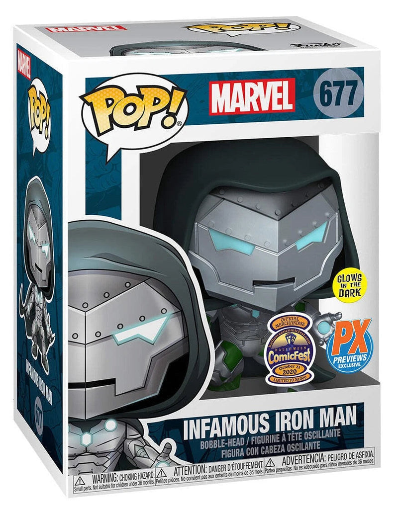 Pop! Marvel Infamous Iron Man figure packaging on a white background