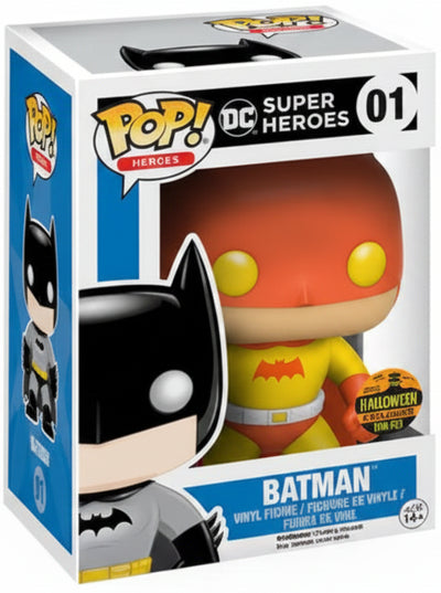 Funko Pop! vinyl figure of a superhero in an orange and yellow costume next to its packaging.