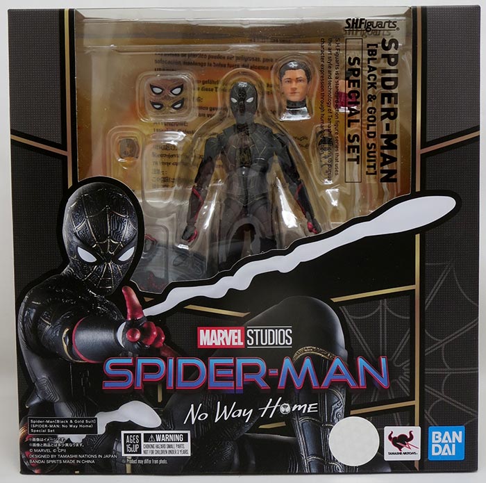 Marvel Spider-Man No Way Home S.H.Figuarts Spider-Man Black & Gold Suit Action Figure