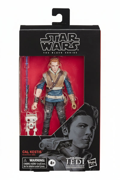 Star Wars action figure packaging with character illustration and branding.