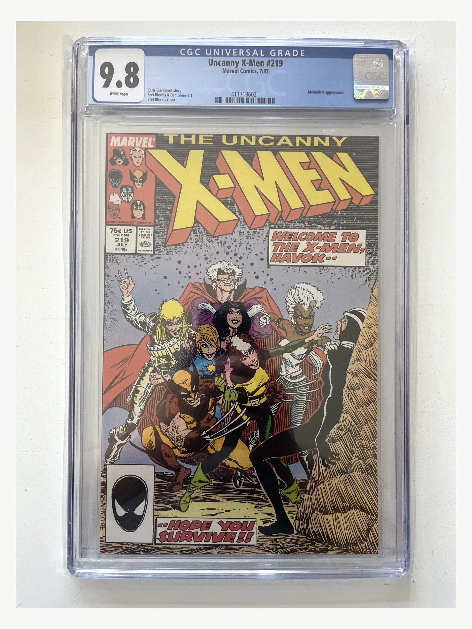 Uncanny X-Men #219 CGC 9.8 certificate 4117196021 enhanced slab presentation