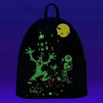 Loungefly Disney 100 Halloween Trick or Treaters Mini Backpack glow-in-the-dark view