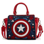 Loungefly Marvel Captain America 80th Anniversary Floral Shield Crossbody Bag front view