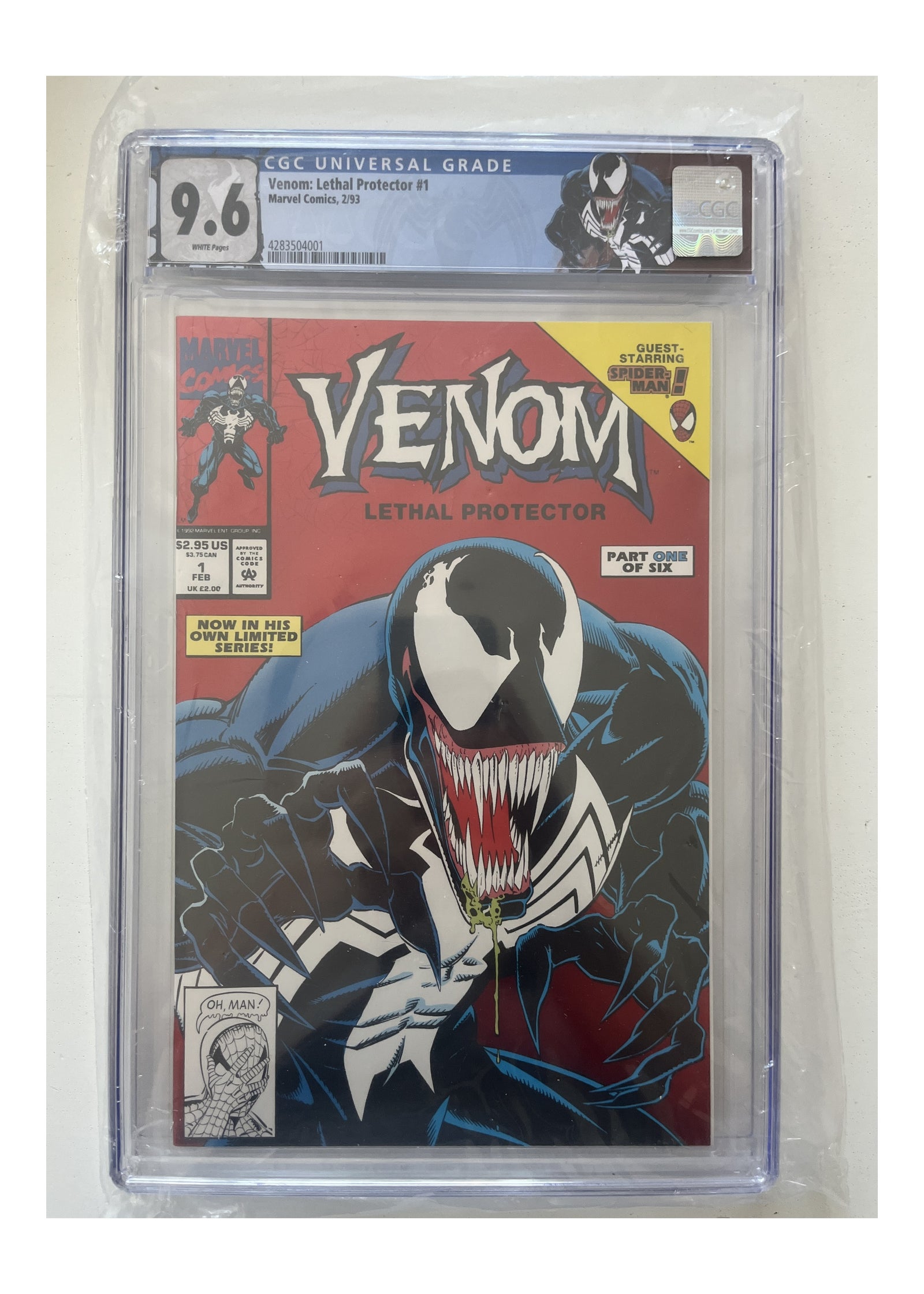 Venom: Lethal Protector #1 CGC 9.6 White Pages certification 4283504001 – featured slab photo