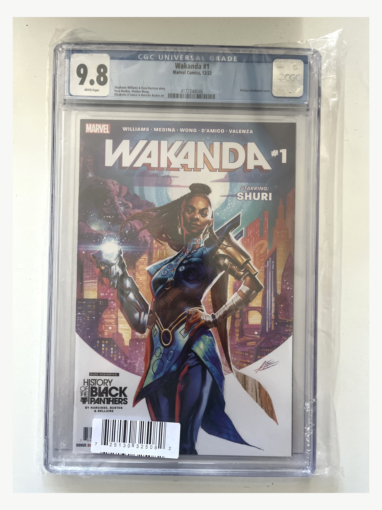 Wakanda #1 – Mateus Manhanini Cover – CGC 9.8, certificate 4177248046, enhanced presentation